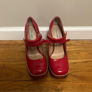 Red Steve Madden Mary Jane heels platform